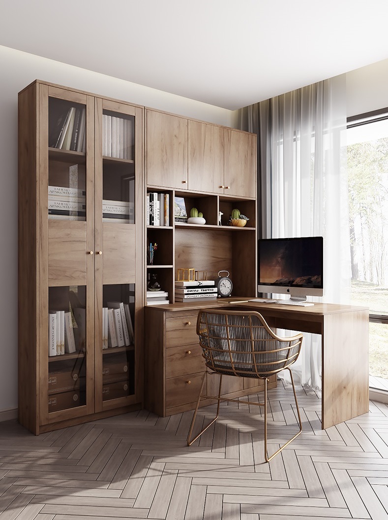 Bàn làm việc liền kệ sách-BLV02