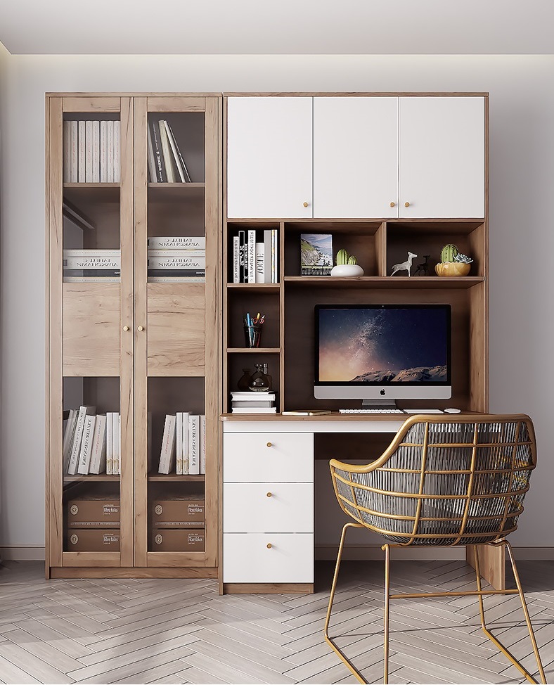 Bàn làm việc liền kệ sách-BLV03