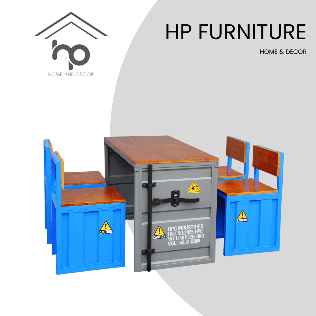 Bộ Bàn Ghế Gỗ Sắt HPC37 Thiết Kế Container Độc Đáo
