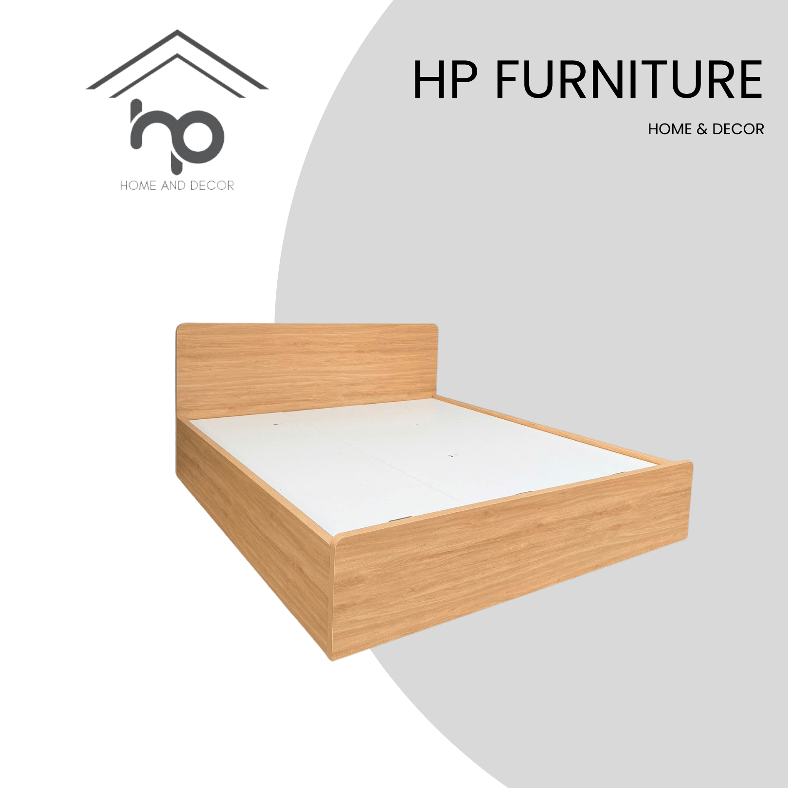 Giường ngủ MDF 1m8x2m màu gỗ sồi 388 – Thiết kế bo cong hiện đại, không ngăn kéo G17