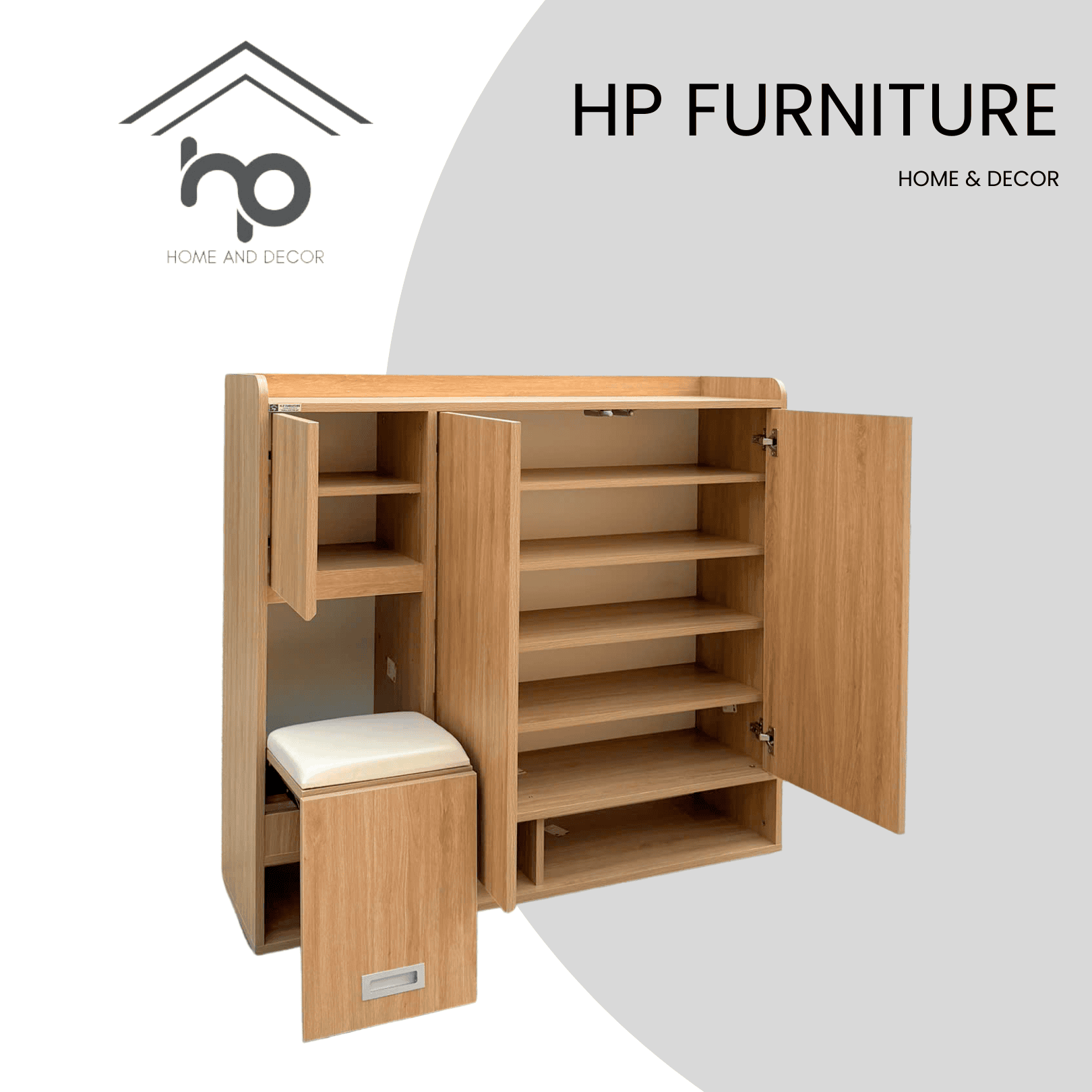 Tủ giày gỗ MDF kèm ghế ngồi tiện lợi 1m2 – thiết kế hiện đại TG54