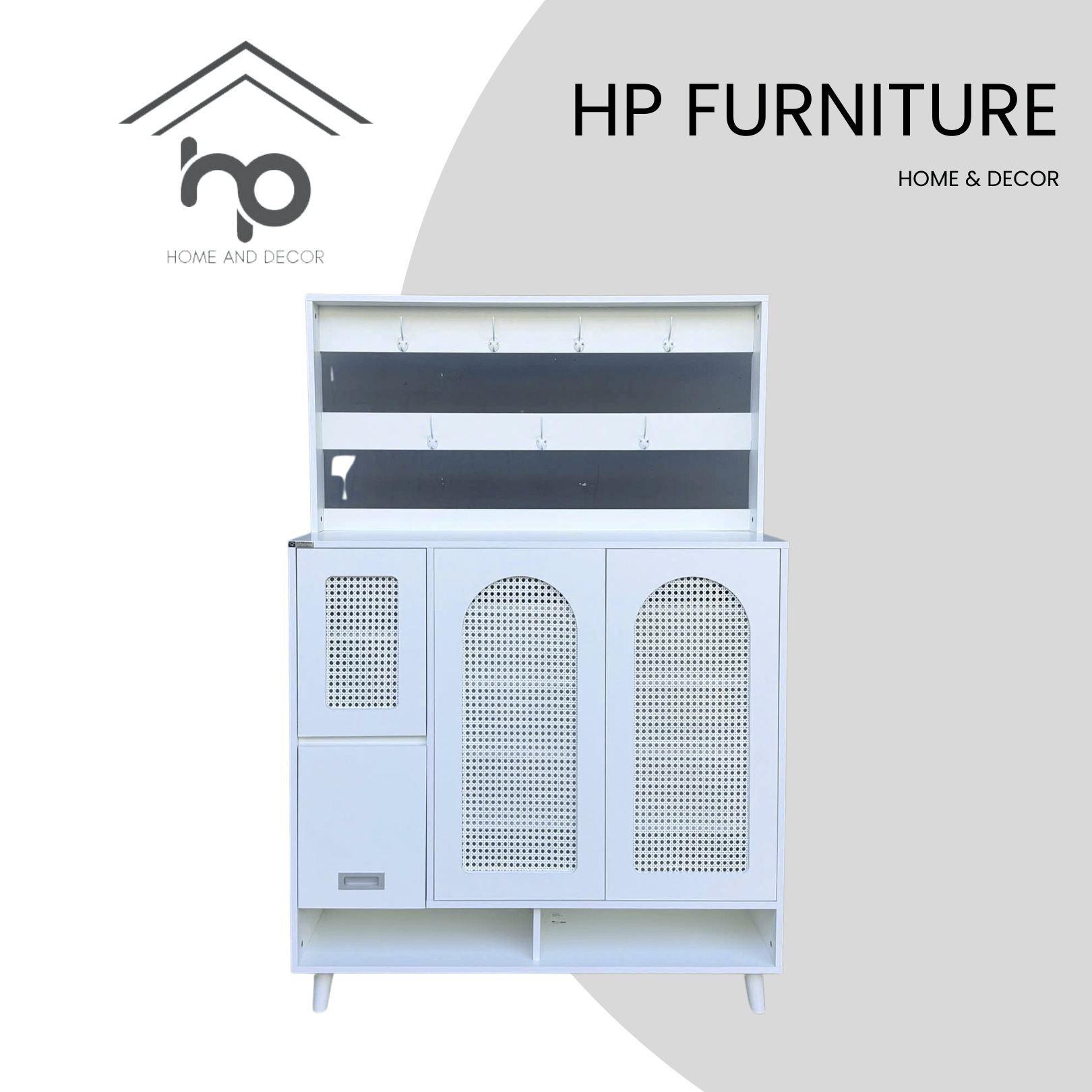 Tủ Giày Gỗ MDF Chống Ẩm Cánh Lưới Mây Màu Trắng – Thiết Kế Hiện Đại TG55