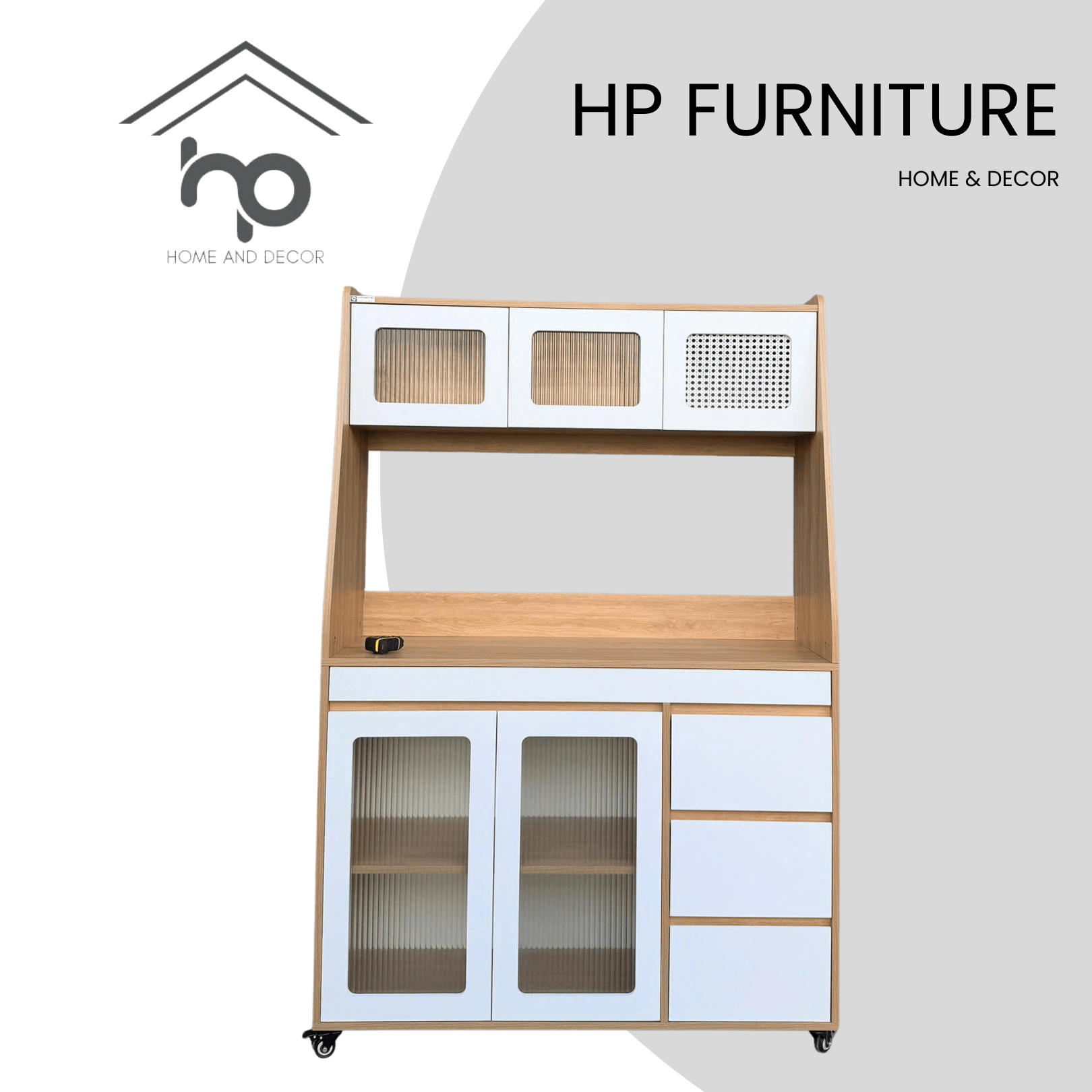 Tủ bếp khô đa năng màu sồi cánh trắng TB25