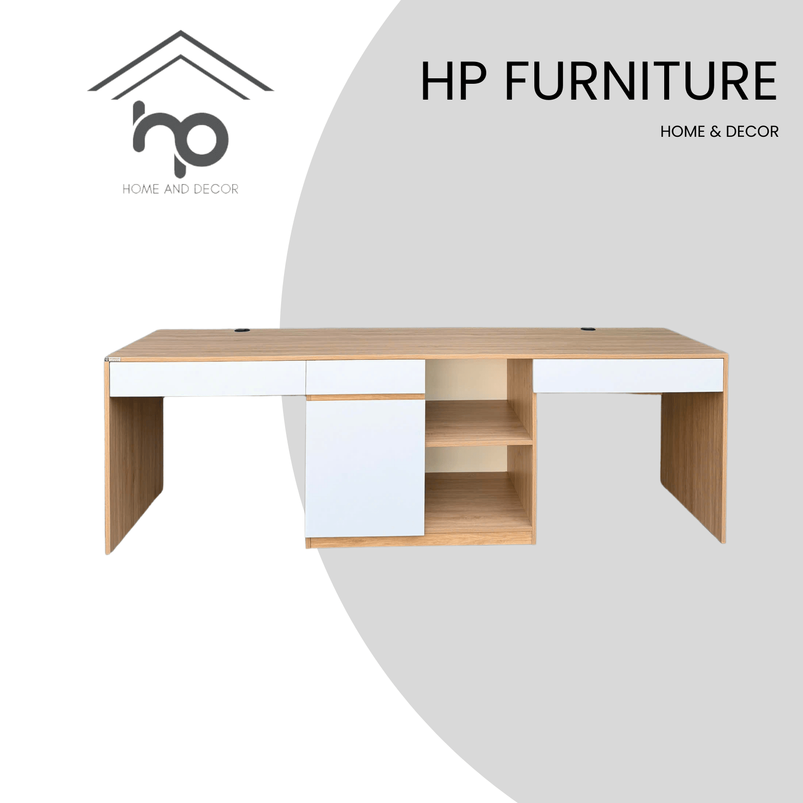 Bàn Làm Việc 2 Người Gỗ MDF Màu Sồi 388 Phối Trắng Hiện Đại – Dài 2m4 – BLV31