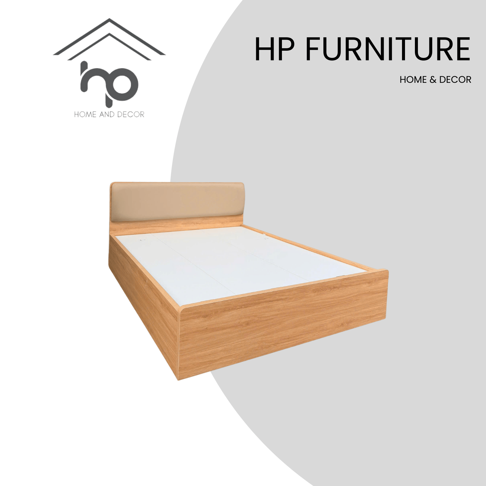 Giường bệt 1m6x2m , bọc nệm đầu giường da kem – Vạt dày 18mm chắc chắn G22