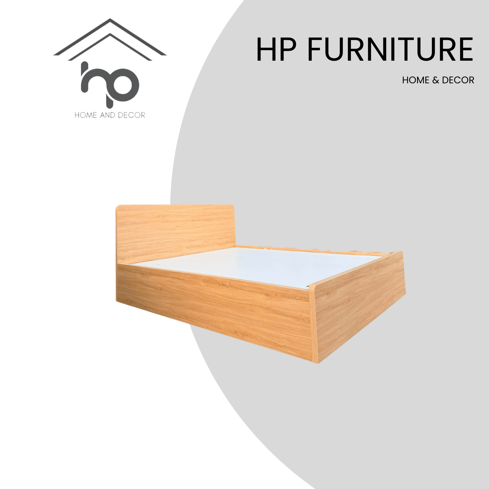 Giường ngủ MDF 1m6x2m màu gỗ sồi 388 – Thiết kế bo cong hiện đại, không ngăn kéo G20