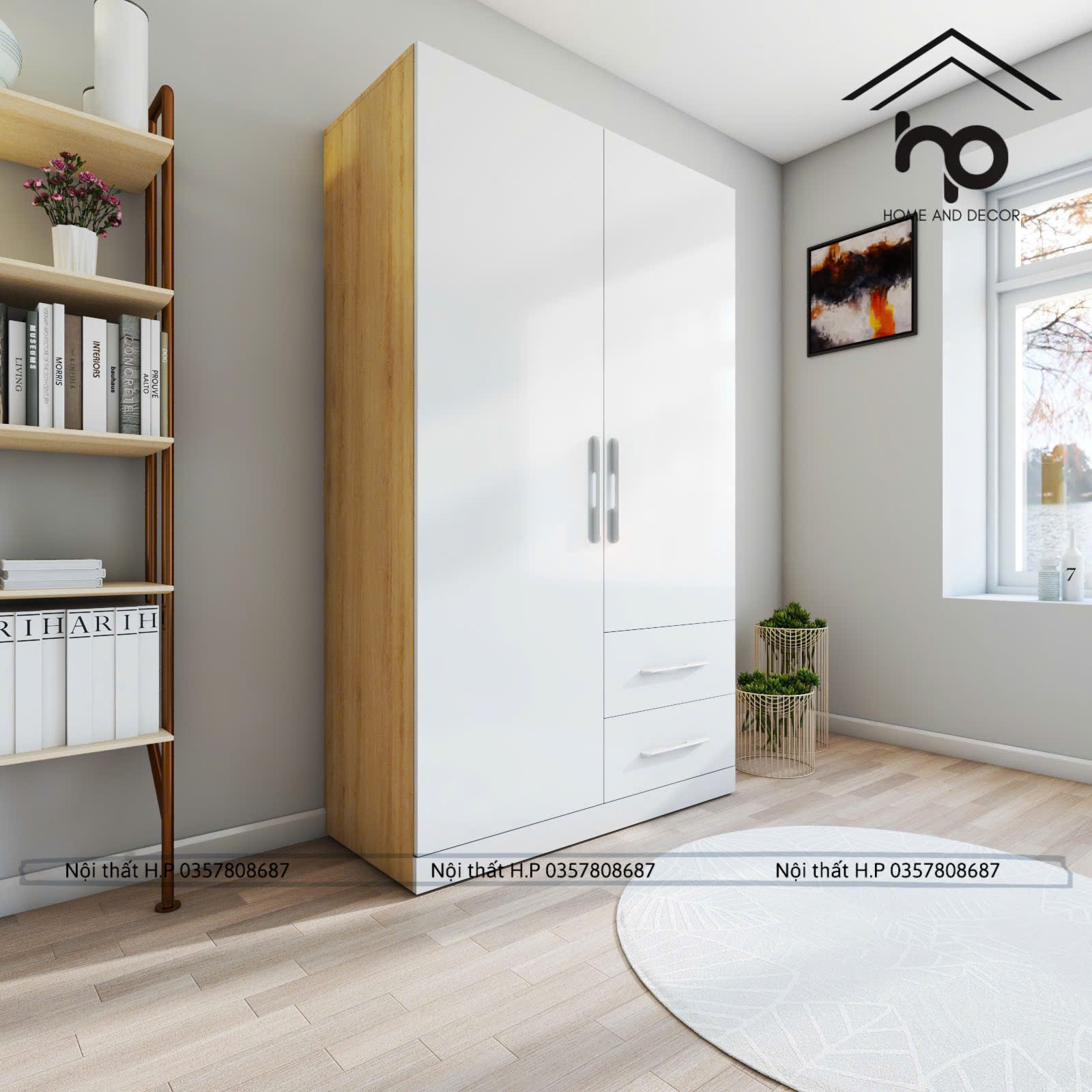 Tủ áo MDF chống ẩm – Ngang 1m2 TA03