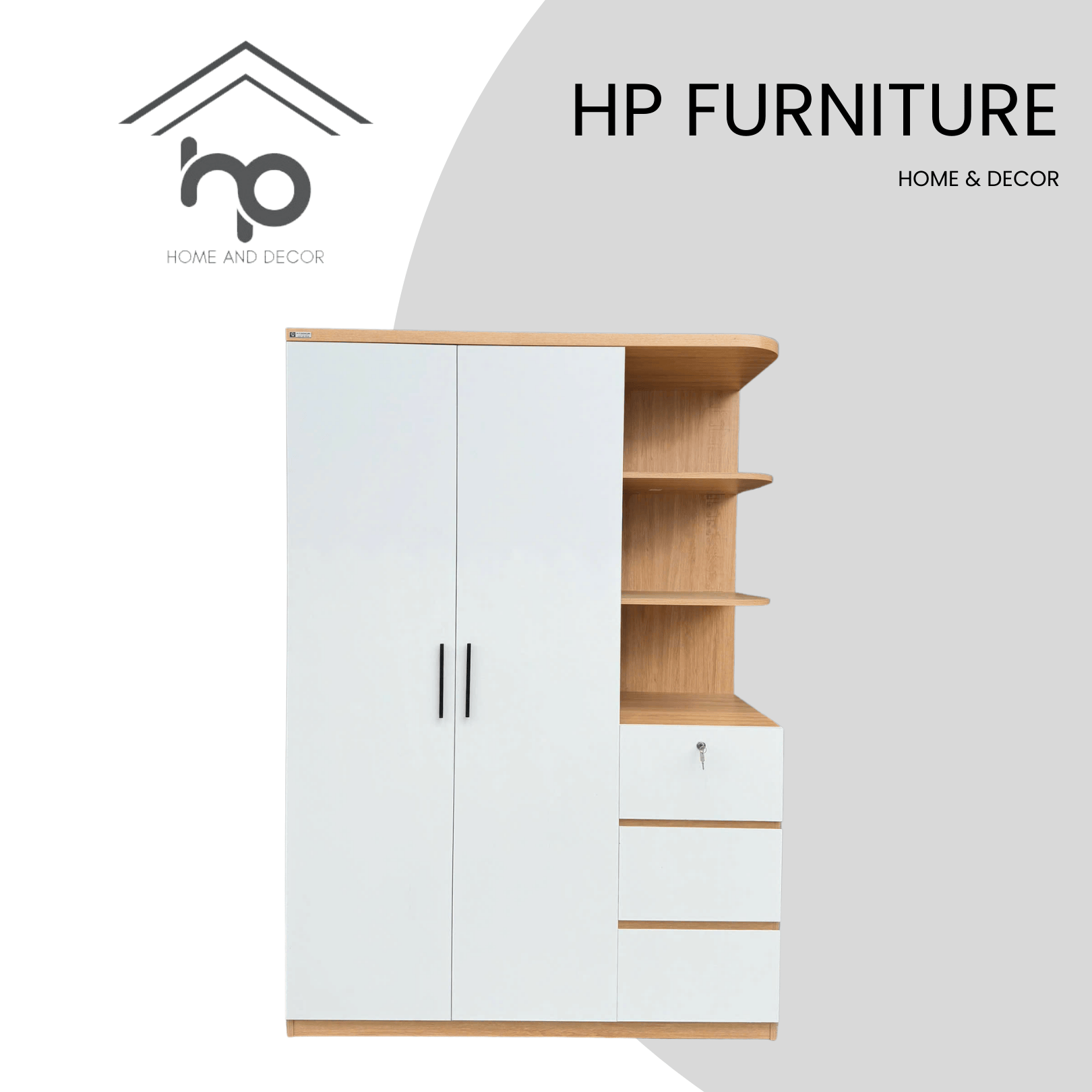 TỦ ÁO MDF VÂN GỖ SỒI CÁNH TRẮNG HIỆN ĐẠI 1M4 X 2M TA09