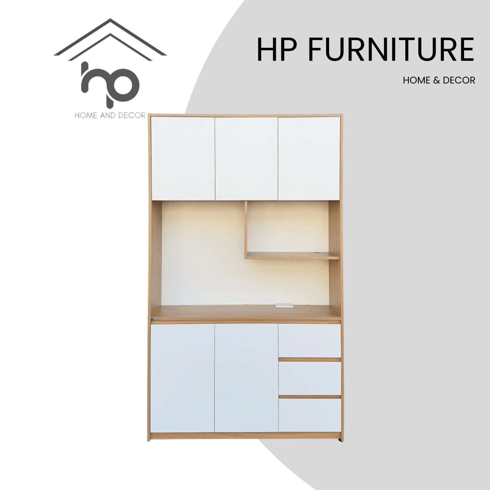 Tủ bếp đa năng MDF chống ẩm 1m2 màu sồi cánh trắng – Thiết kế hiện đại, tối ưu lưu trữ TB26