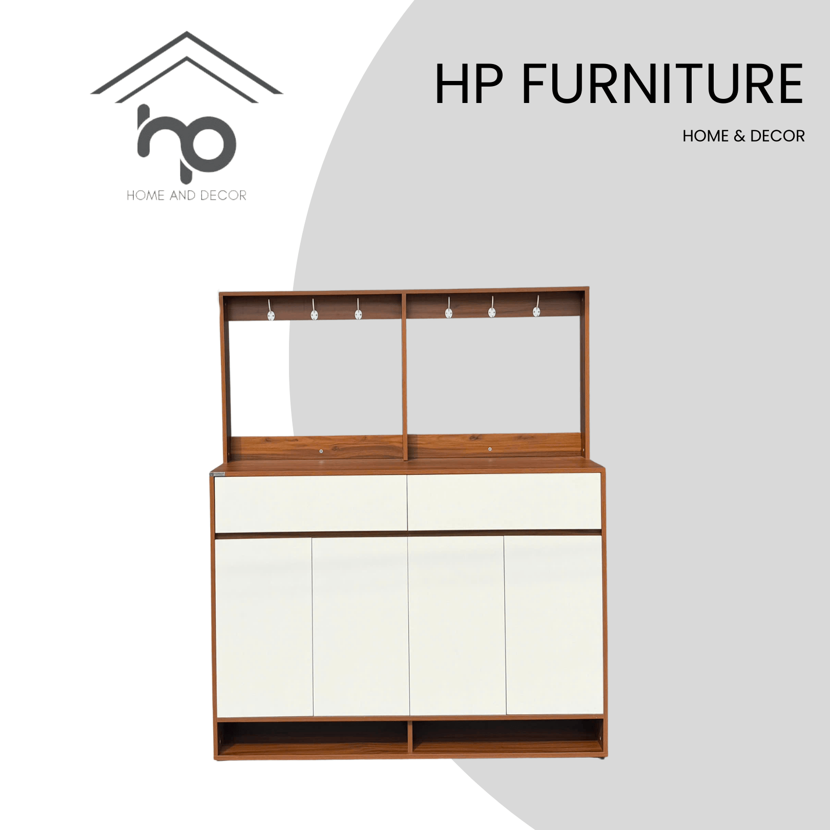 Tủ Giày Kết Hợp Khung Treo Đa Năng TG56 – Nâu Vân Gỗ Phối Cánh Trắng Hiện Đại