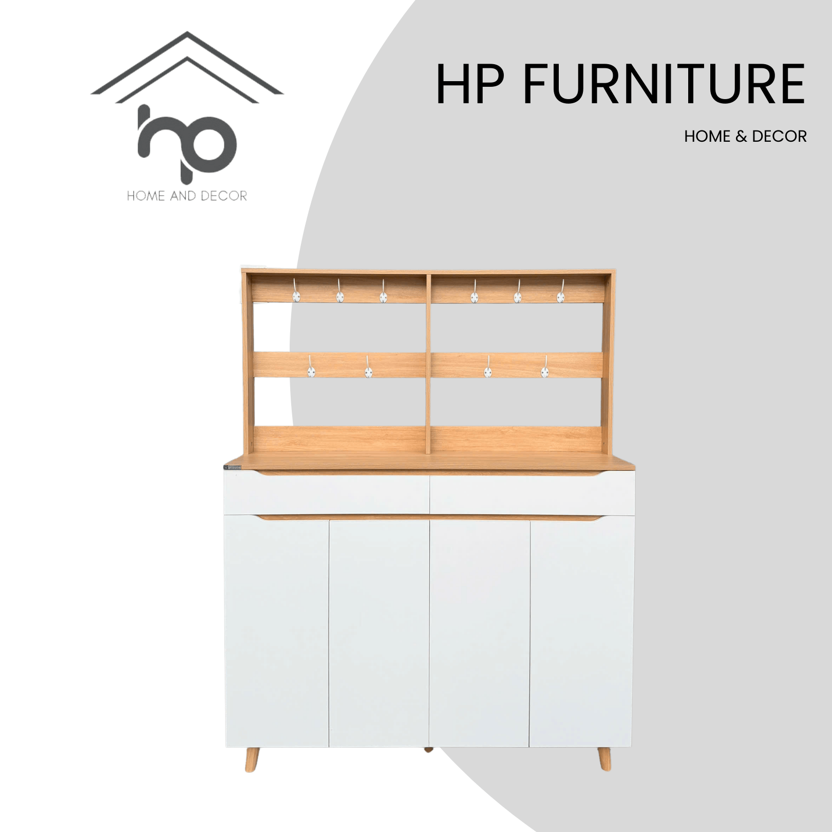 Tủ Giày Kết Hợp Khung Treo Đa Năng TG57– Màu Vân Gỗ Sồi Phối Cánh Trắng Hiện Đại