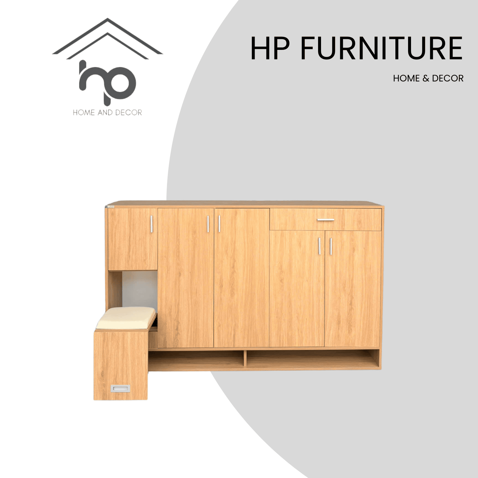 Tủ Giày MDF Chống Ẩm Màu Sồi Hiện Đại Kèm Ghế Ngồi – TG58