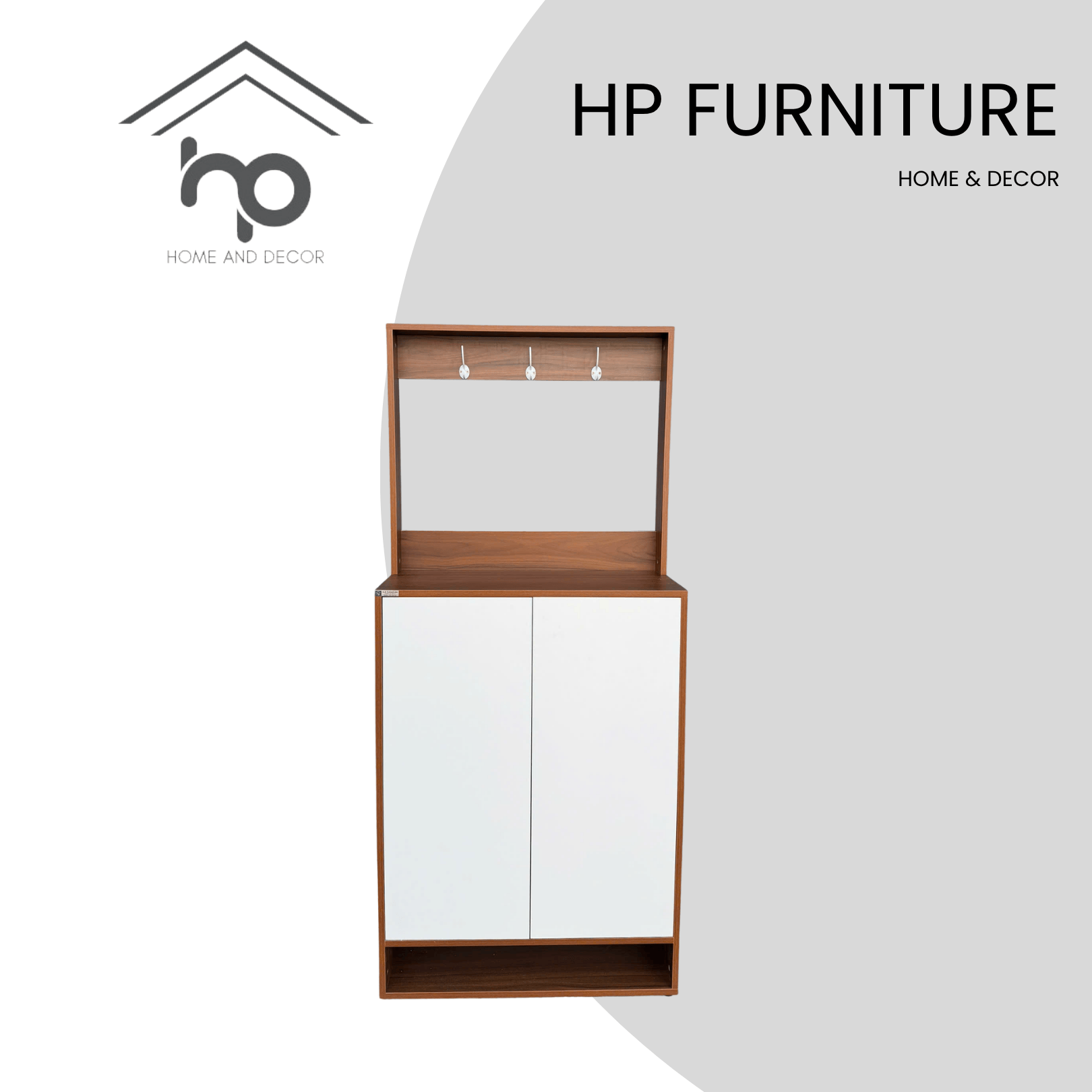 Tủ Giày 80cm MDF Chống Ẩm Nâu Vân Gỗ Phối Cánh Trắng Kèm Kệ Treo Áo – TG60