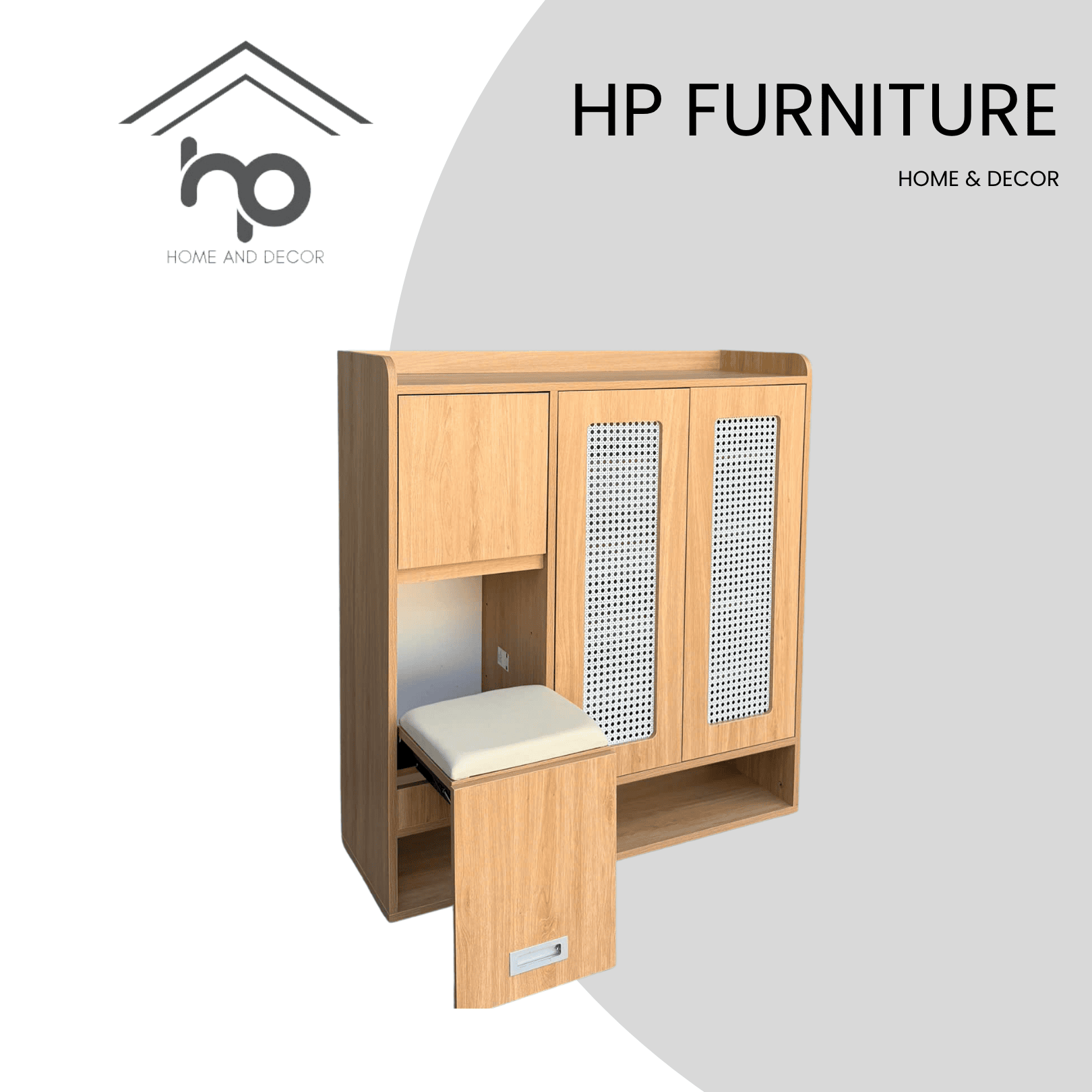 Tủ giày cánh mây kết hợp ghế ngồi tiện lợi ngang 1m – Thiết kế hiện đại, tối ưu không gian TG62