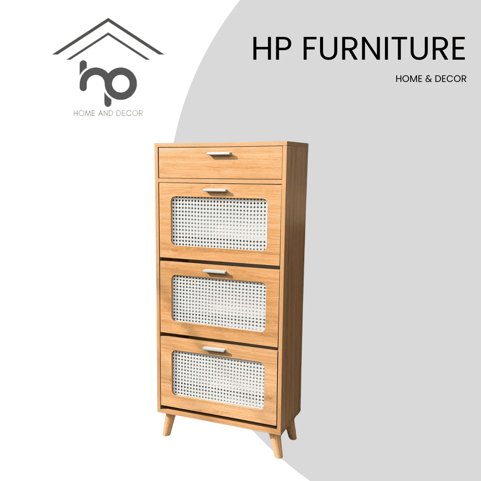 Tủ Giày Thông Minh 60cm – Cánh Lật Bọc Lưới Mây MDF Chống Ẩm Màu Sồi 388 – 60 x 30 x 160cm